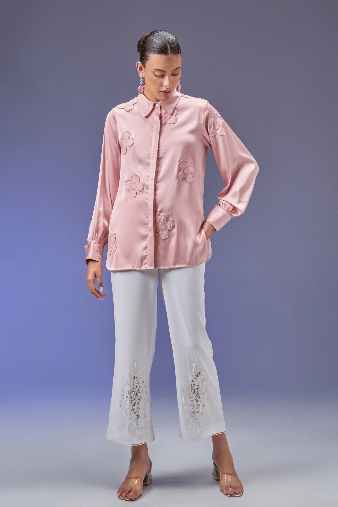 LIGHT ROSE SATIN SHIRT