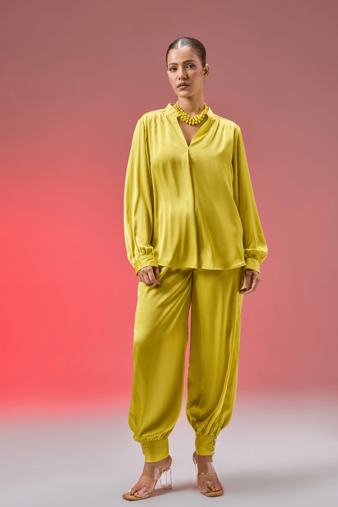 LIME SATIN TOP