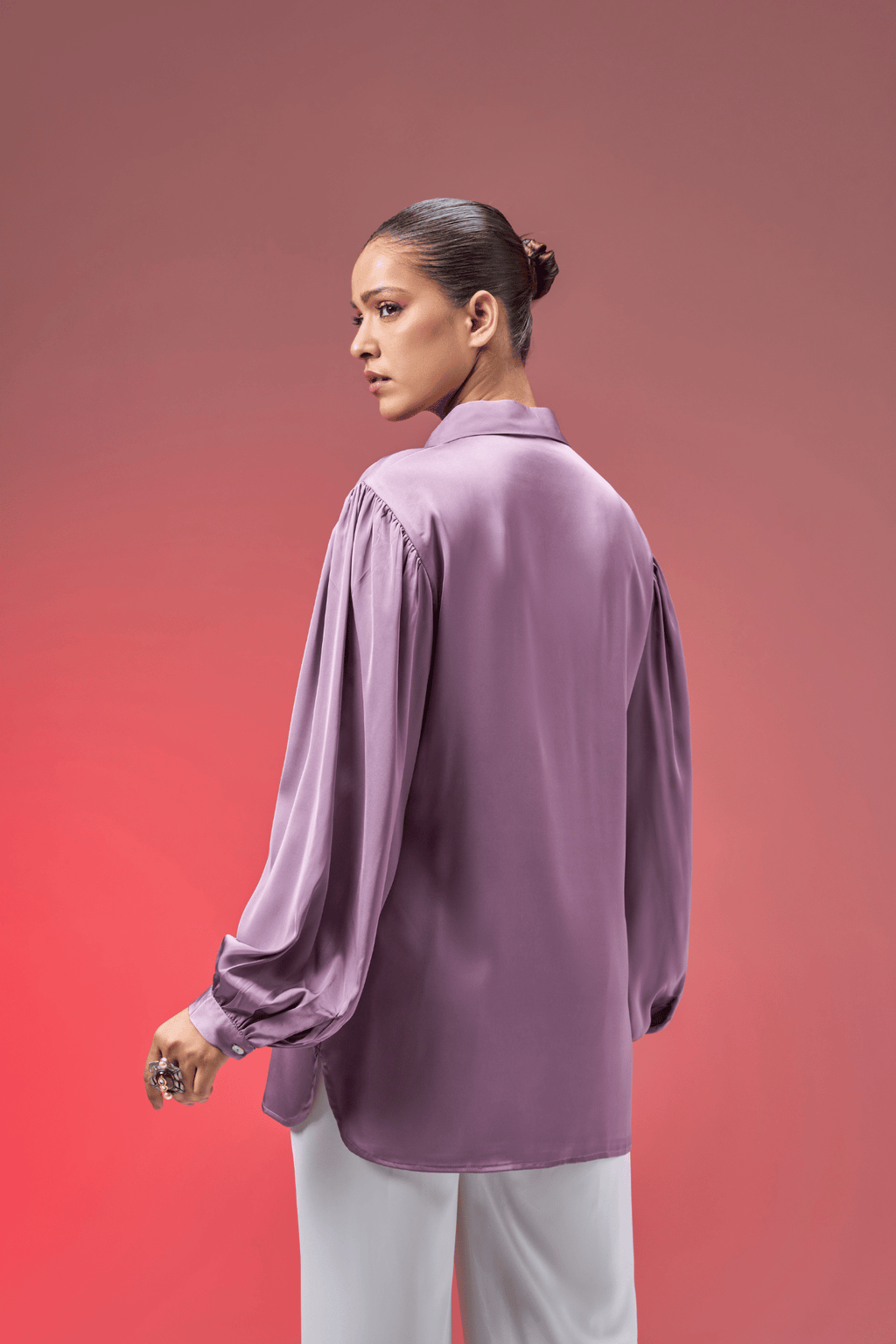 MAUVE SATIN TOP