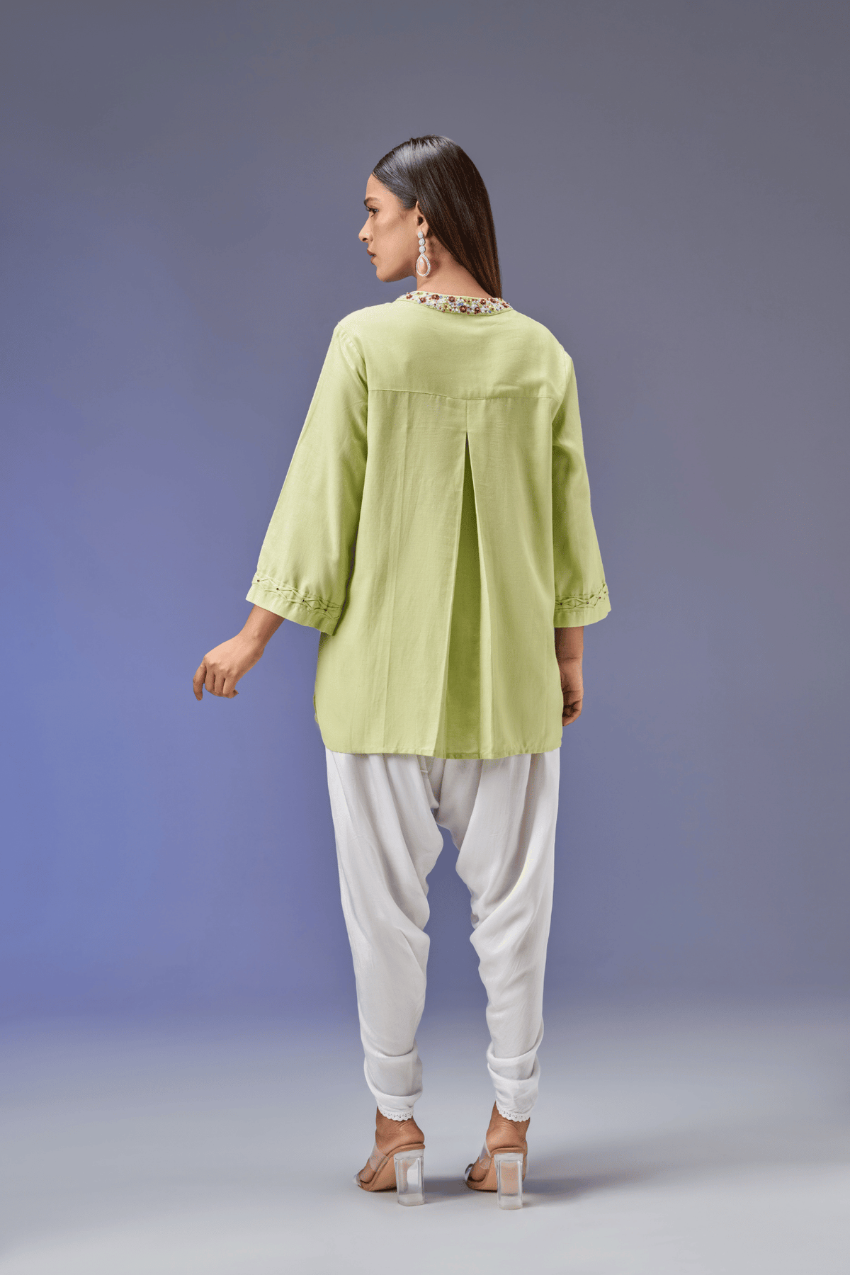LIME CHINTZ LINEN SHIRT