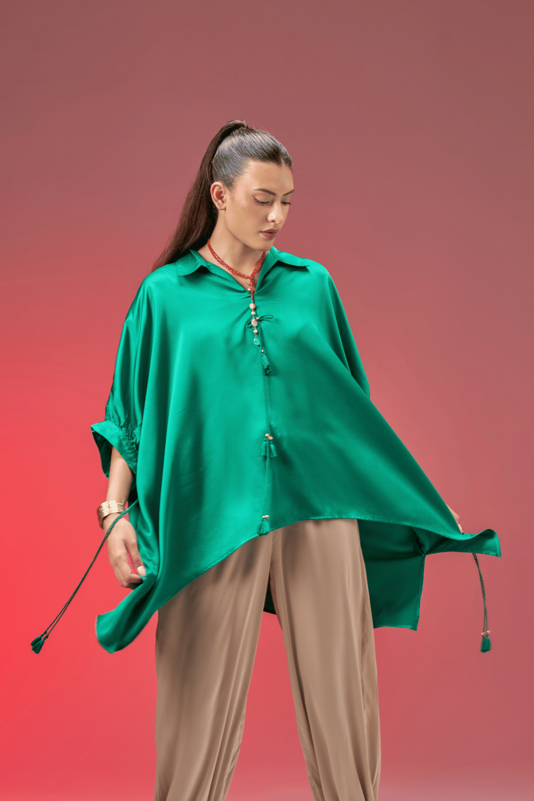 FOREST GREEN KAFTAN TOP