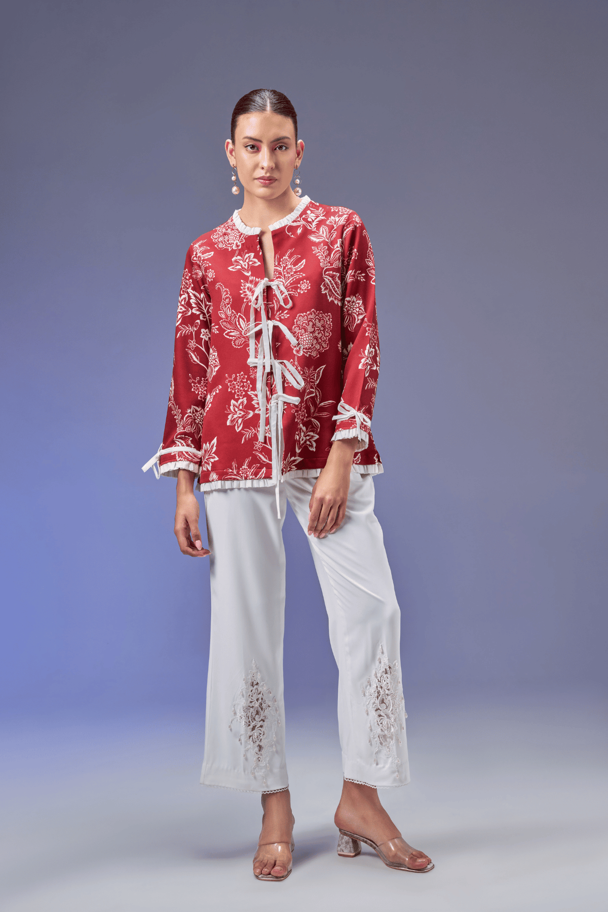 FRONT TIE DEEPRED JACKET