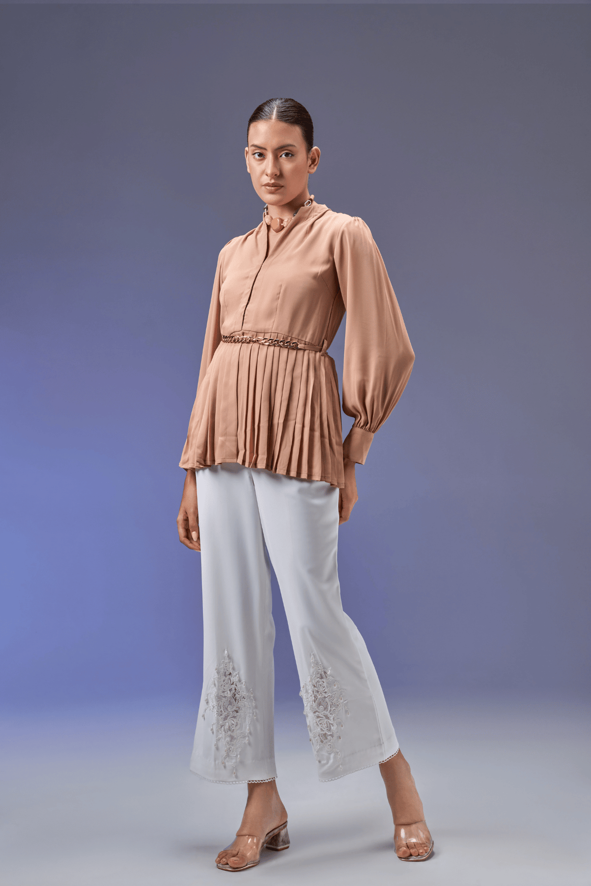 PEPLUM BEIGE TOP