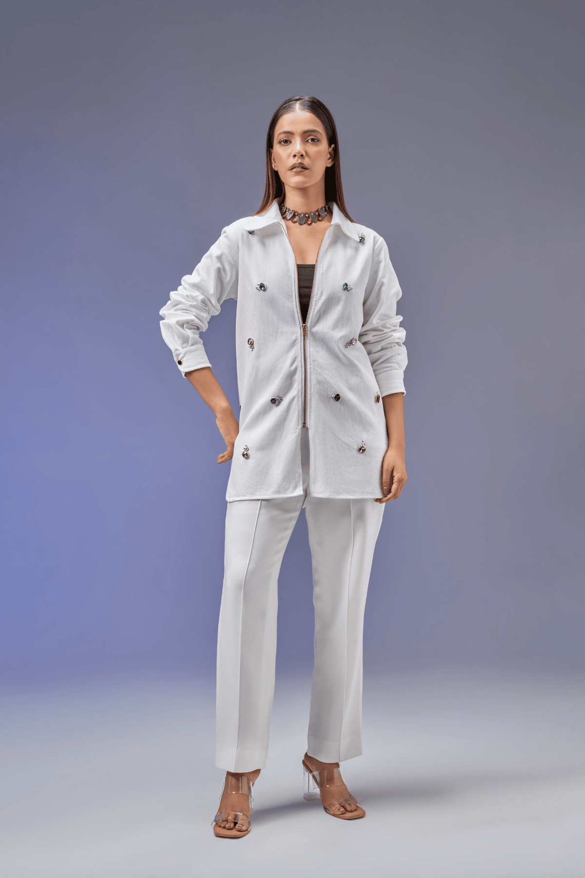 STONE WHITE DENIM SHIRT