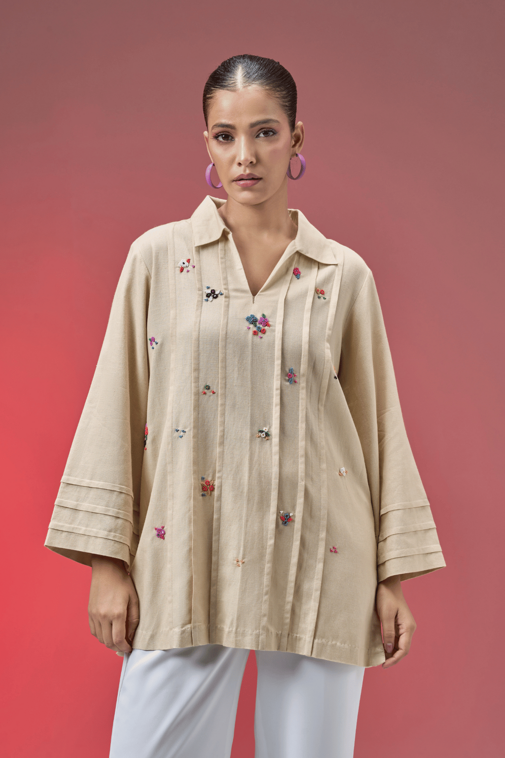BEAD BEIGE LINEN SHIRT