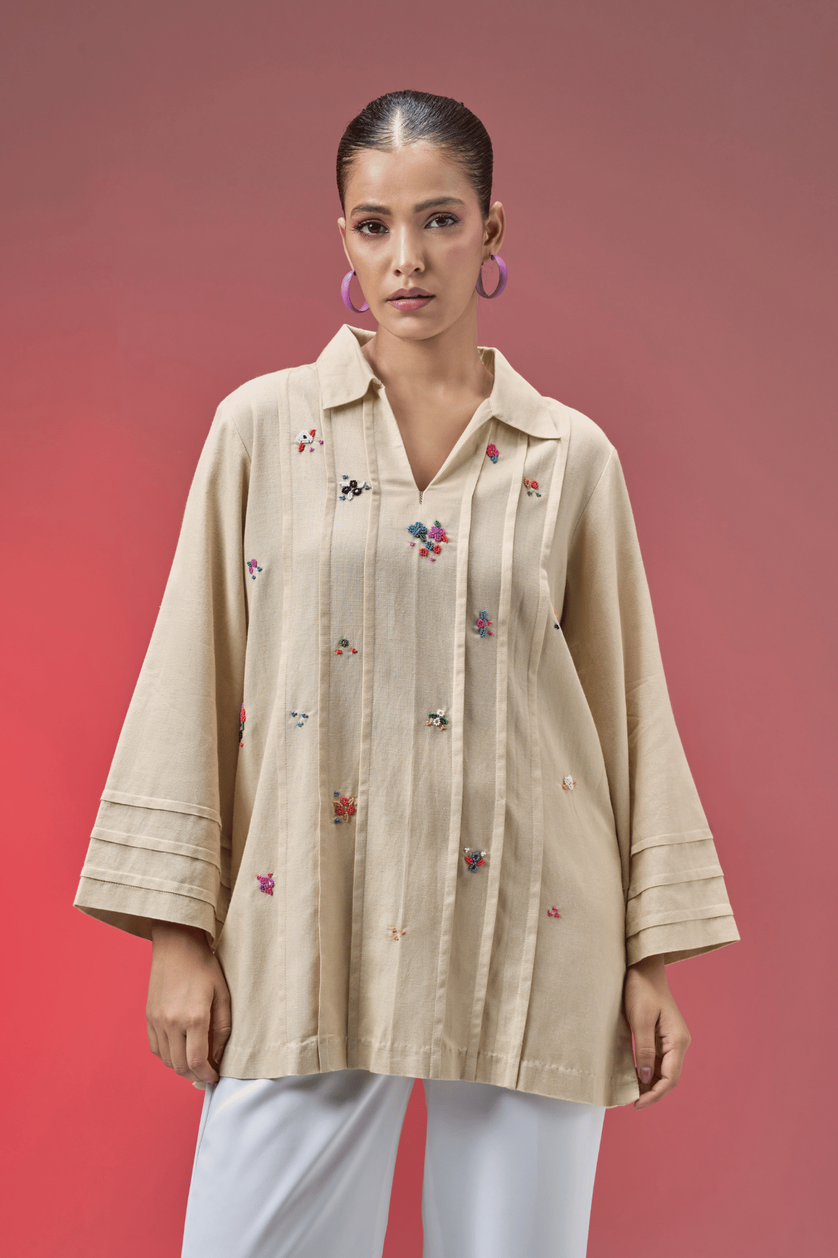 BEAD BEIGE LINEN SHIRT