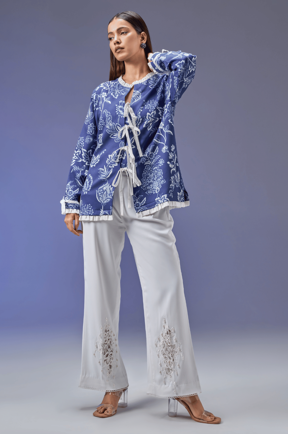 FRONT TIE BLUE JACKET