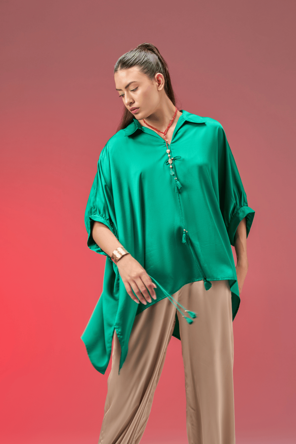 FOREST GREEN KAFTAN TOP