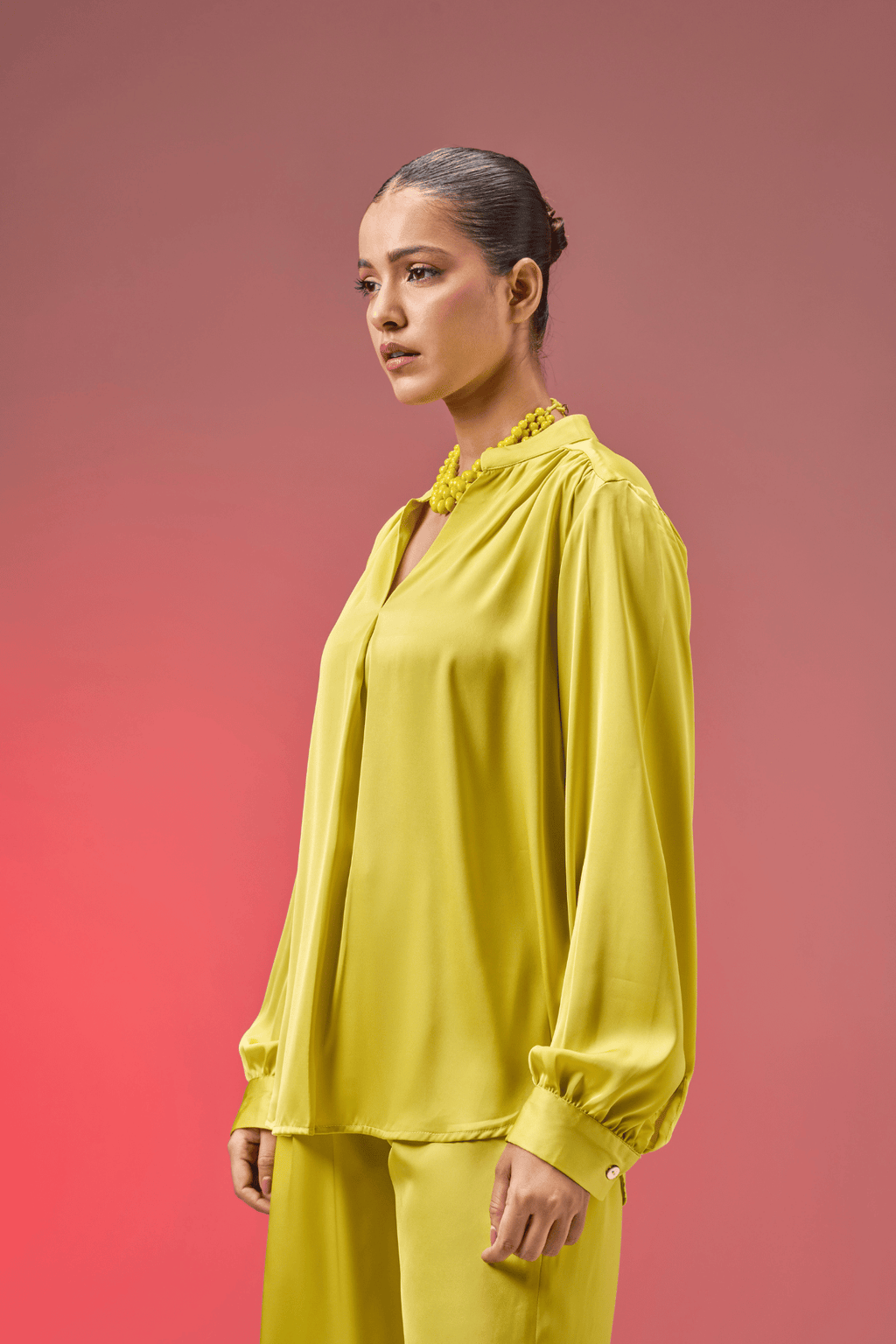 LIME SATIN TOP