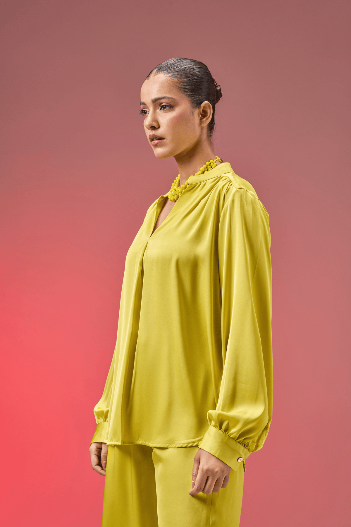 LIME SATIN TOP