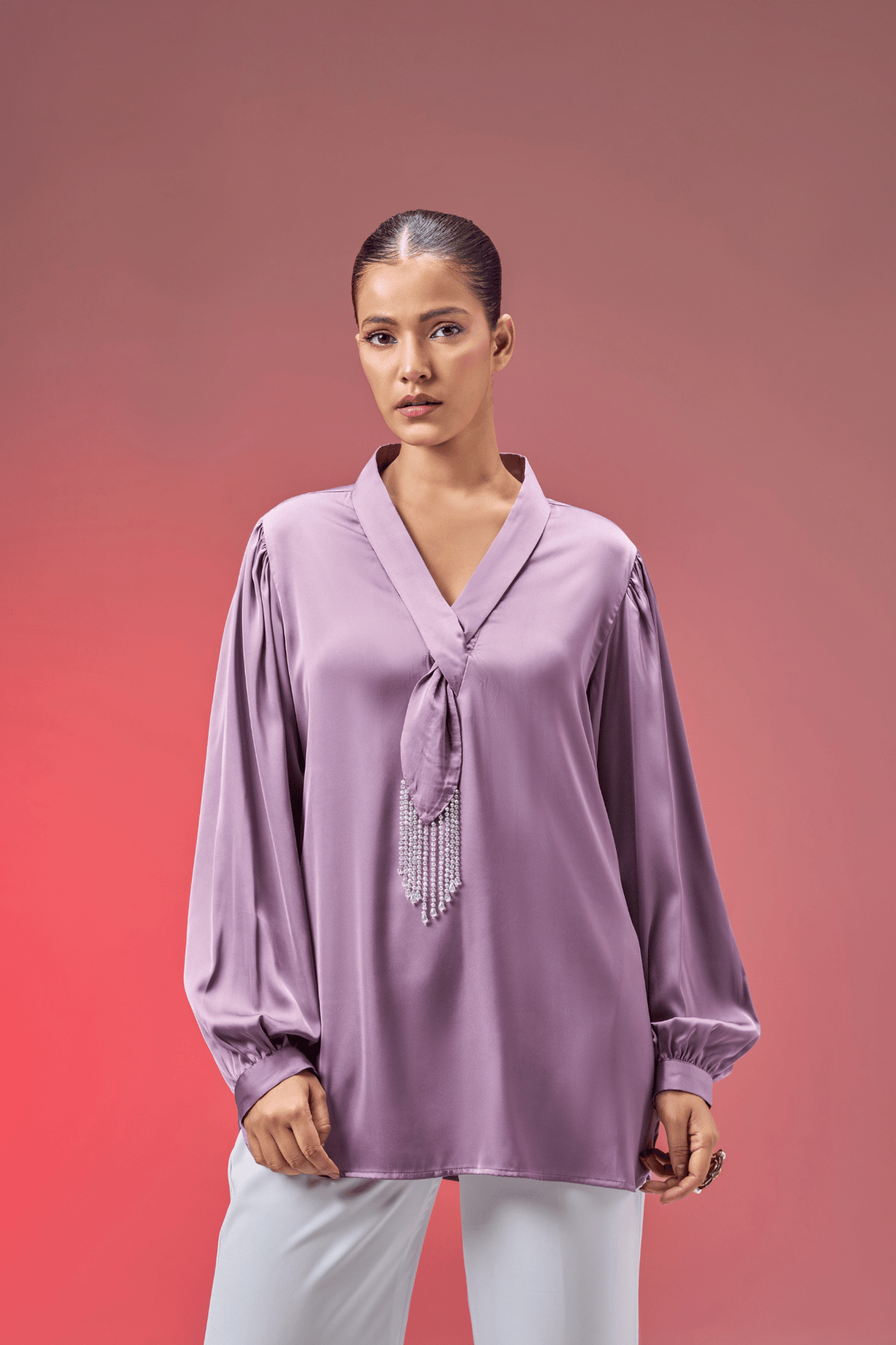 MAUVE SATIN TOP