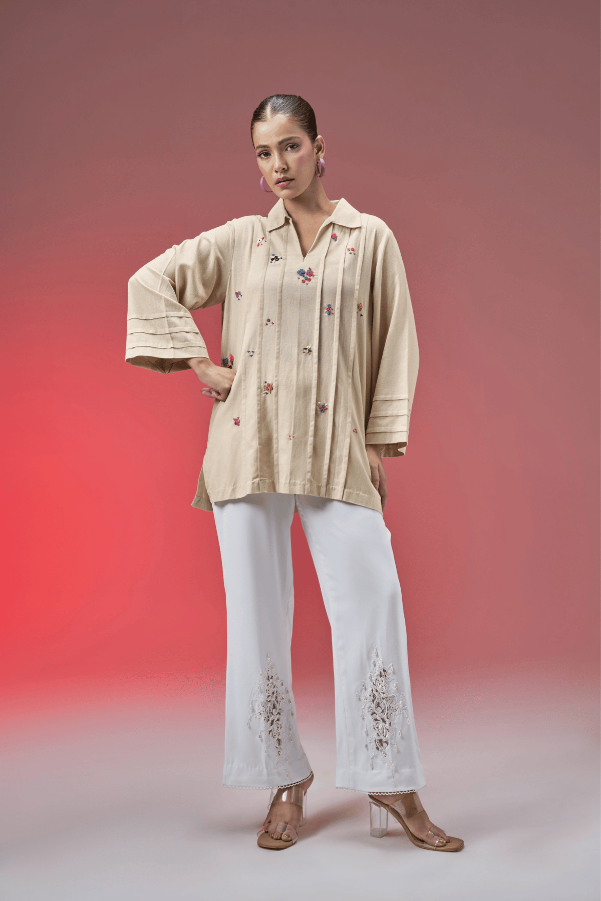 BEAD BEIGE LINEN SHIRT