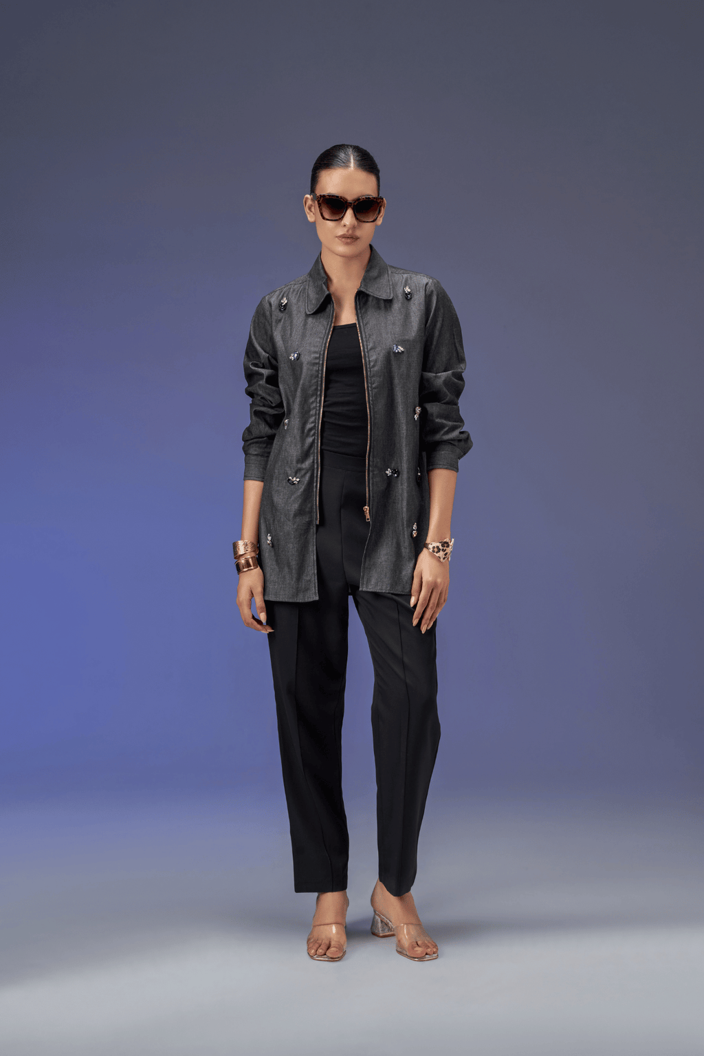 STONE BLACK DENIM SHIRT