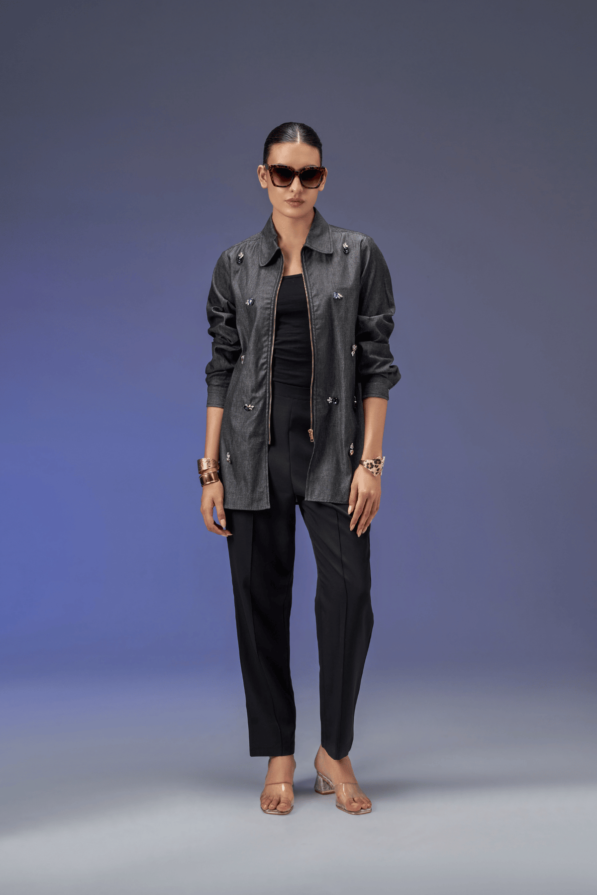 STONE BLACK DENIM SHIRT