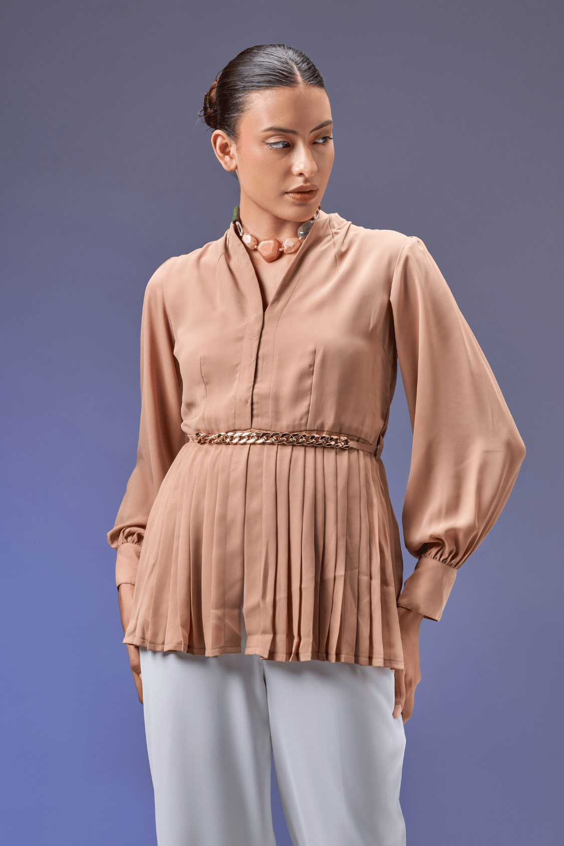 PEPLUM BEIGE TOP