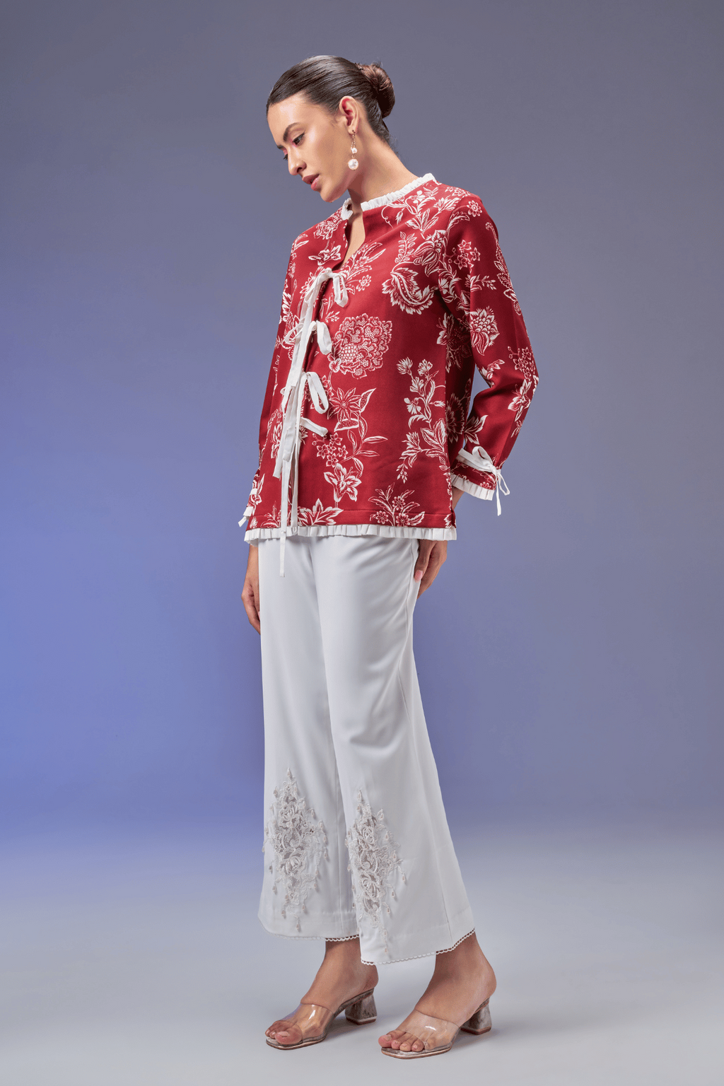 FRONT TIE DEEPRED JACKET
