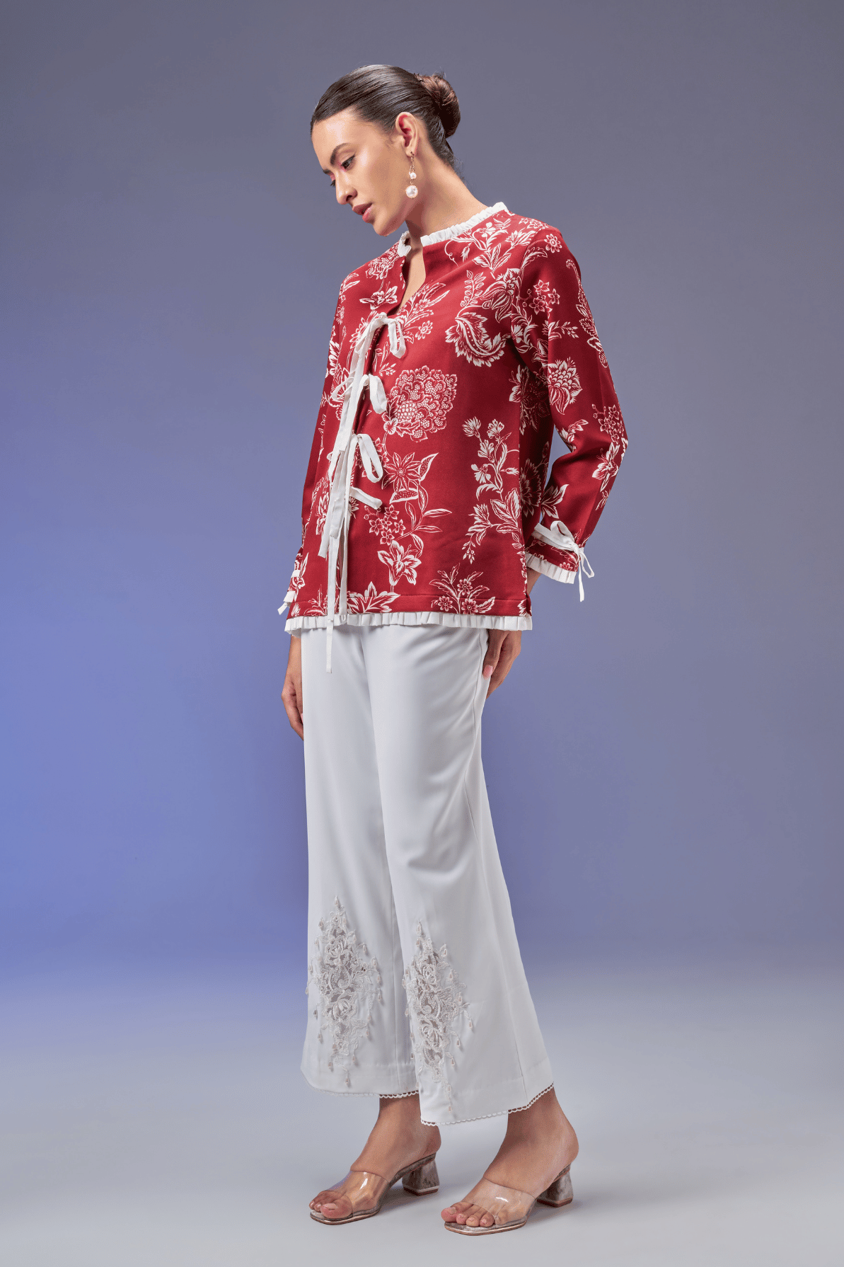 FRONT TIE DEEPRED JACKET