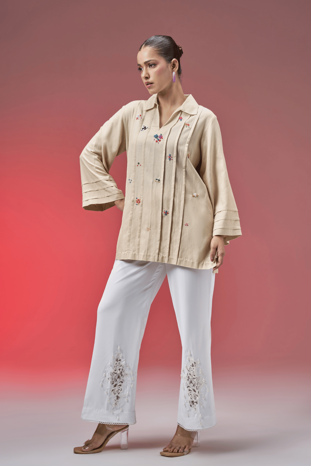 BEAD BEIGE LINEN SHIRT
