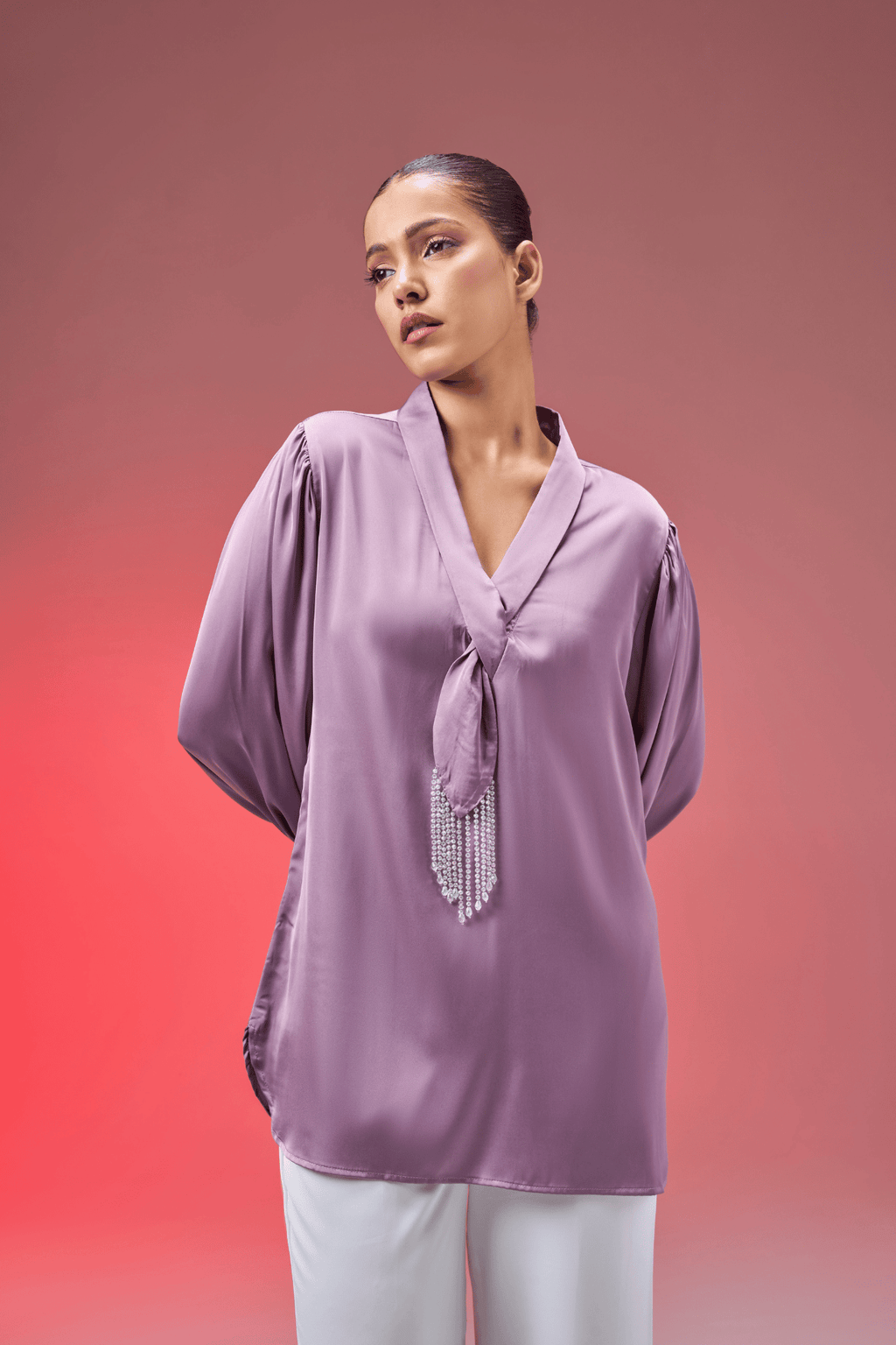 MAUVE SATIN TOP