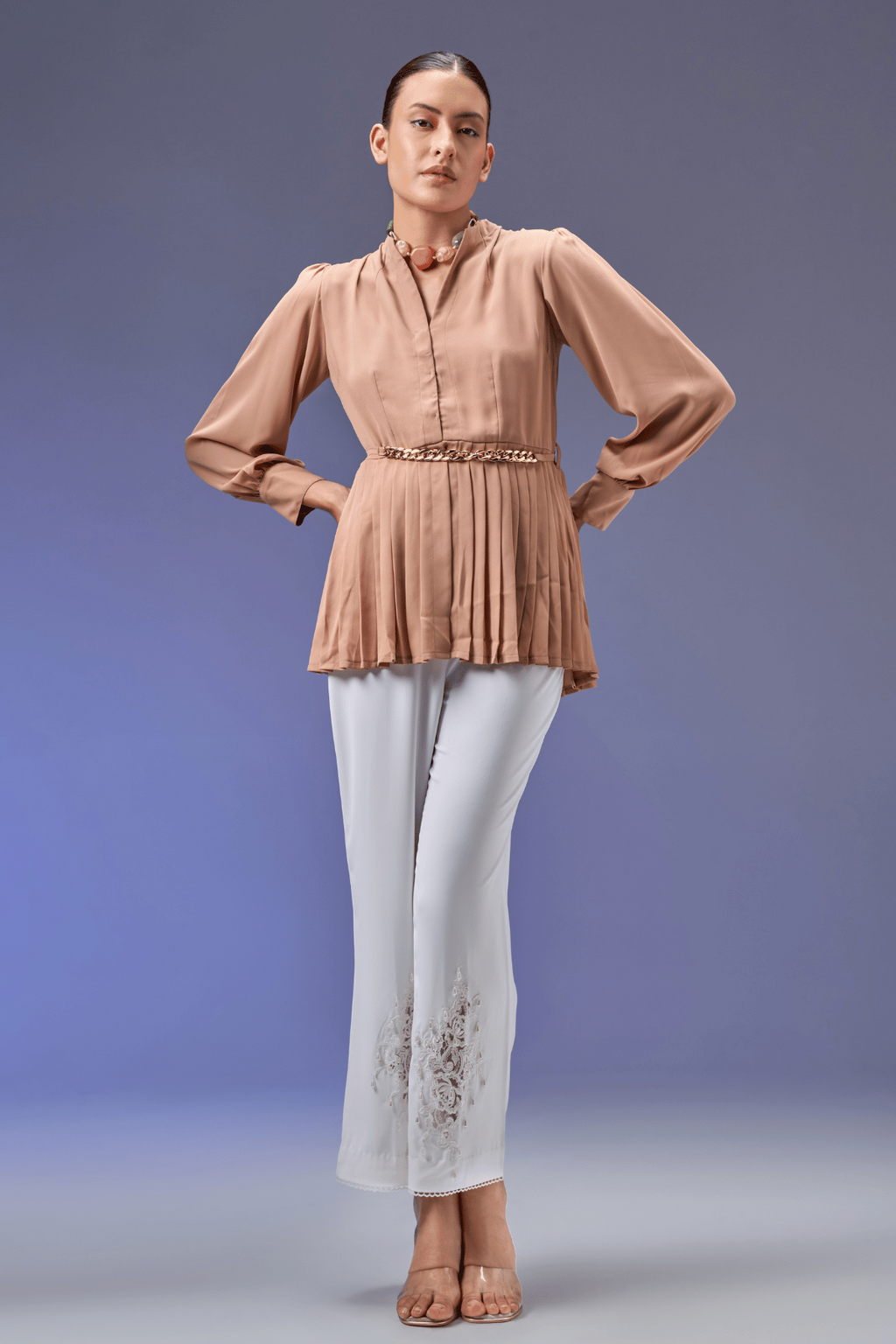 PEPLUM BEIGE TOP