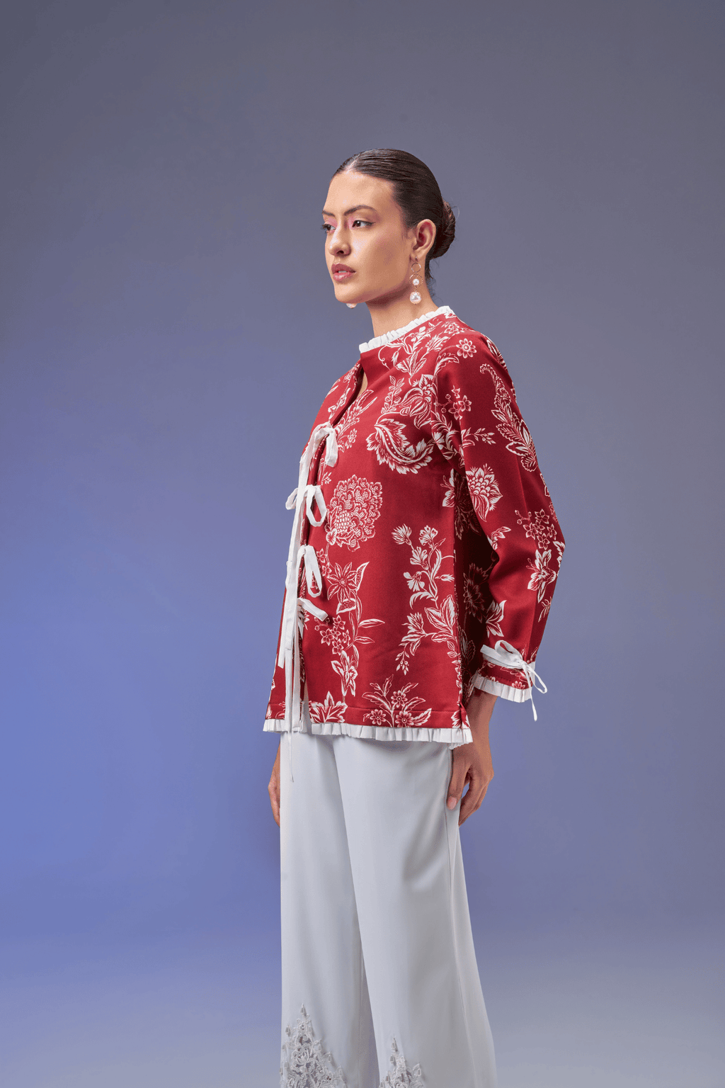 FRONT TIE DEEPRED JACKET