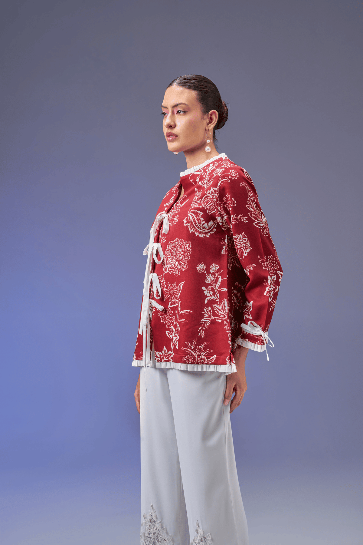 FRONT TIE DEEPRED JACKET