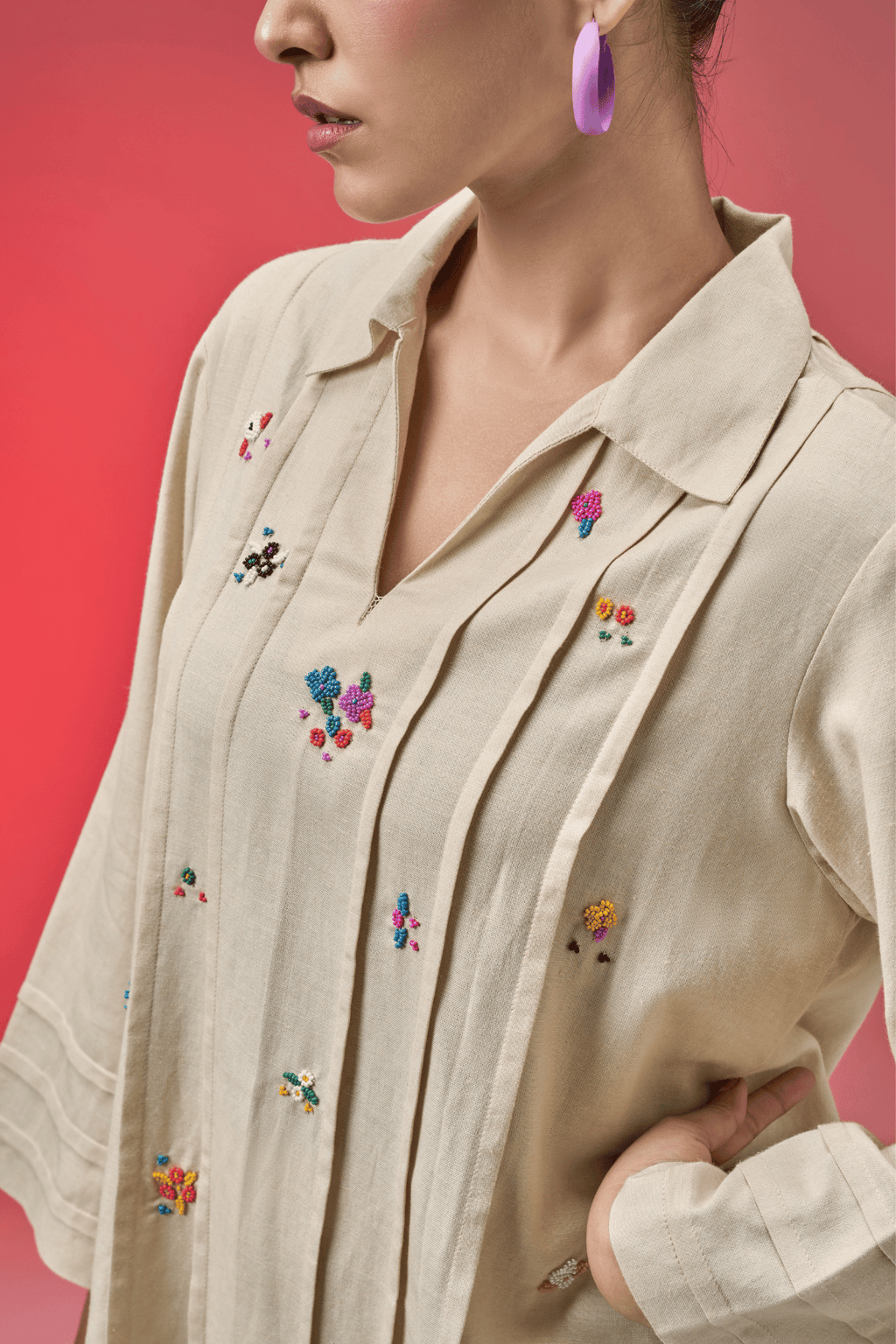 BEAD BEIGE LINEN SHIRT