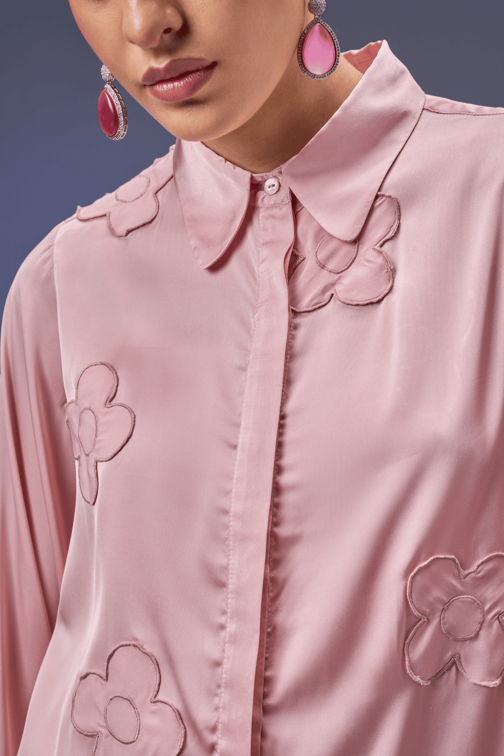 LIGHT ROSE SATIN SHIRT