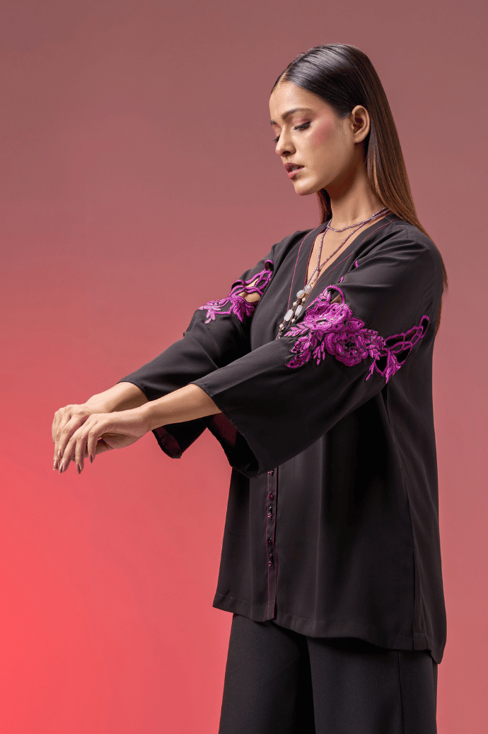 DRAMA BLACK SEQUIN SHIRT