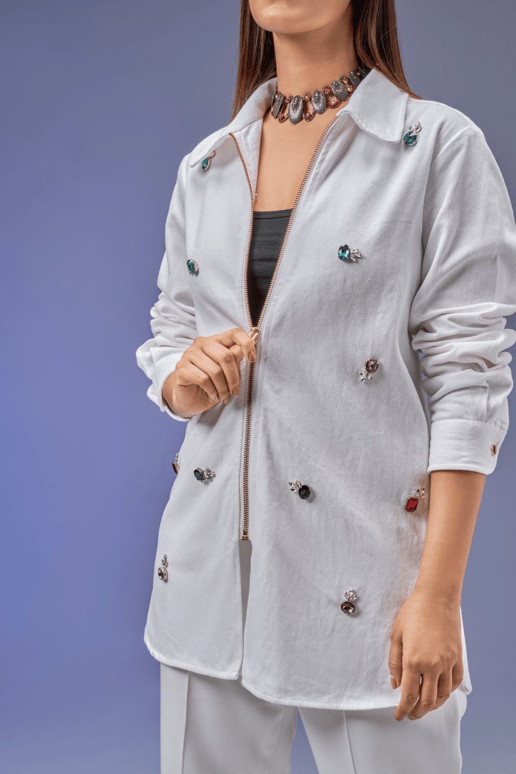 STONE WHITE DENIM SHIRT
