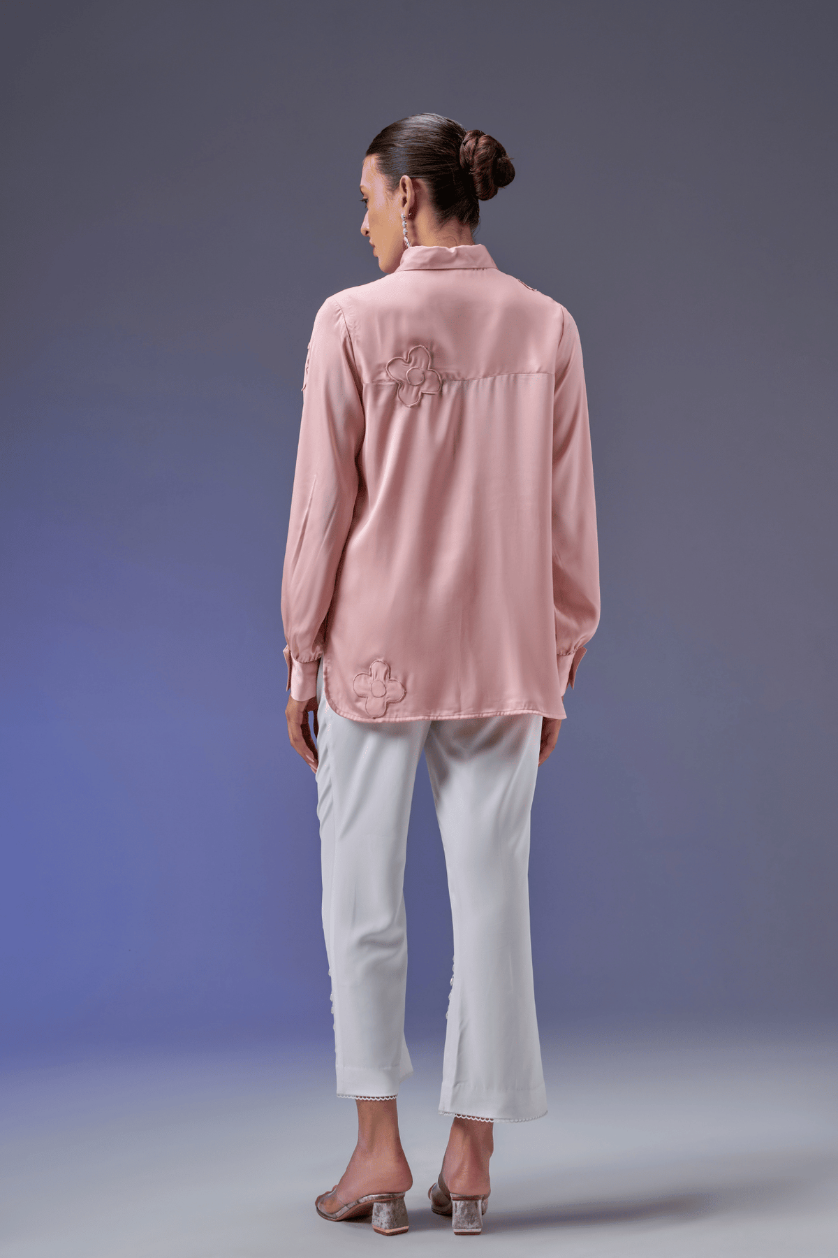 LIGHT ROSE SATIN SHIRT