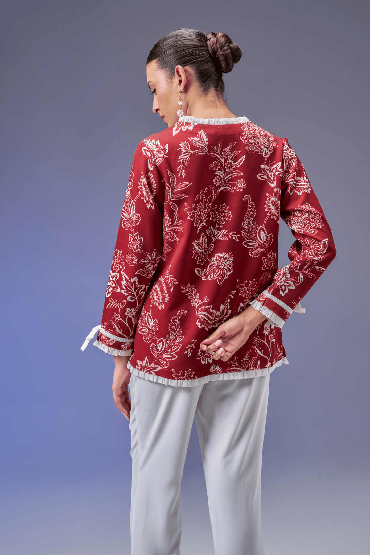 FRONT TIE DEEPRED JACKET