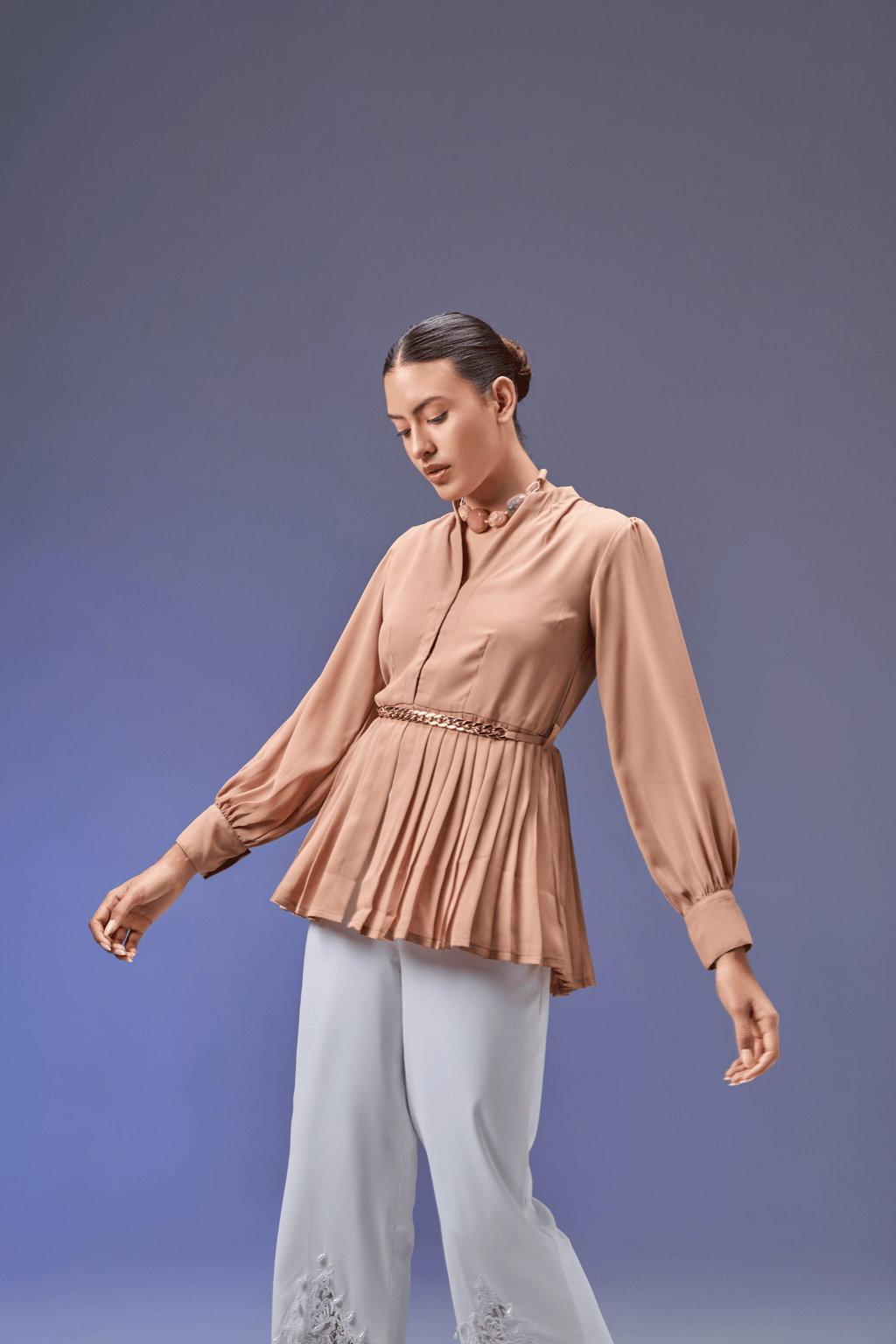 PEPLUM BEIGE TOP