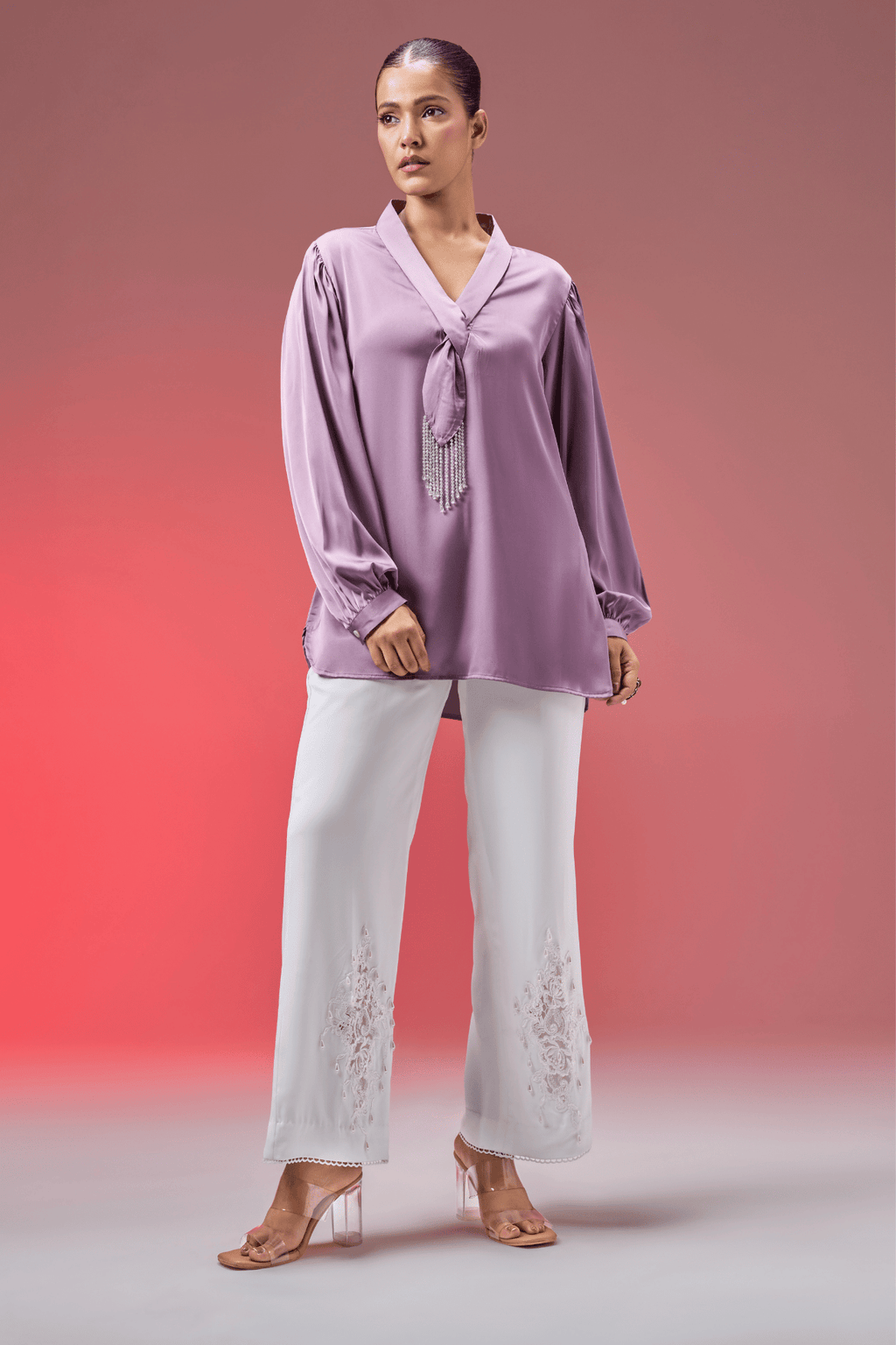 MAUVE SATIN TOP
