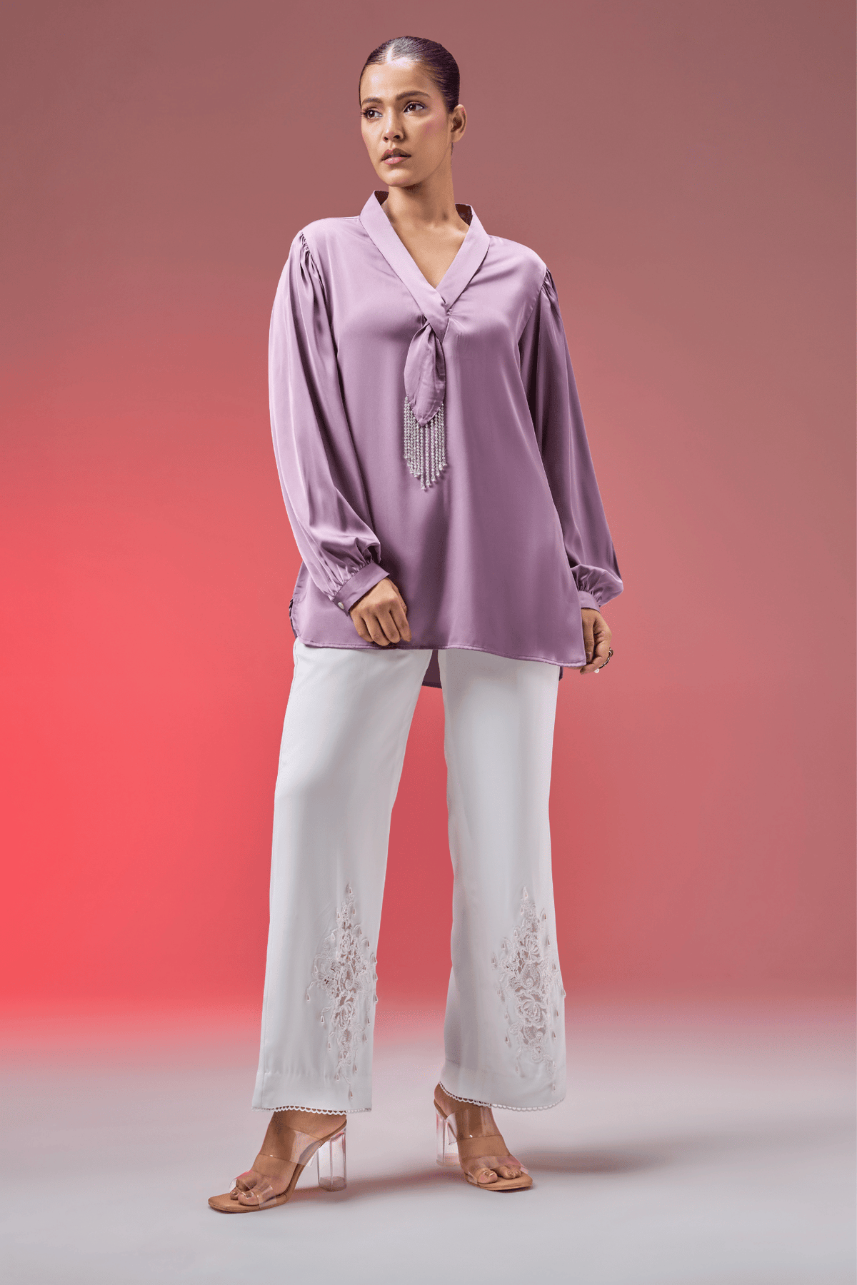 MAUVE SATIN TOP
