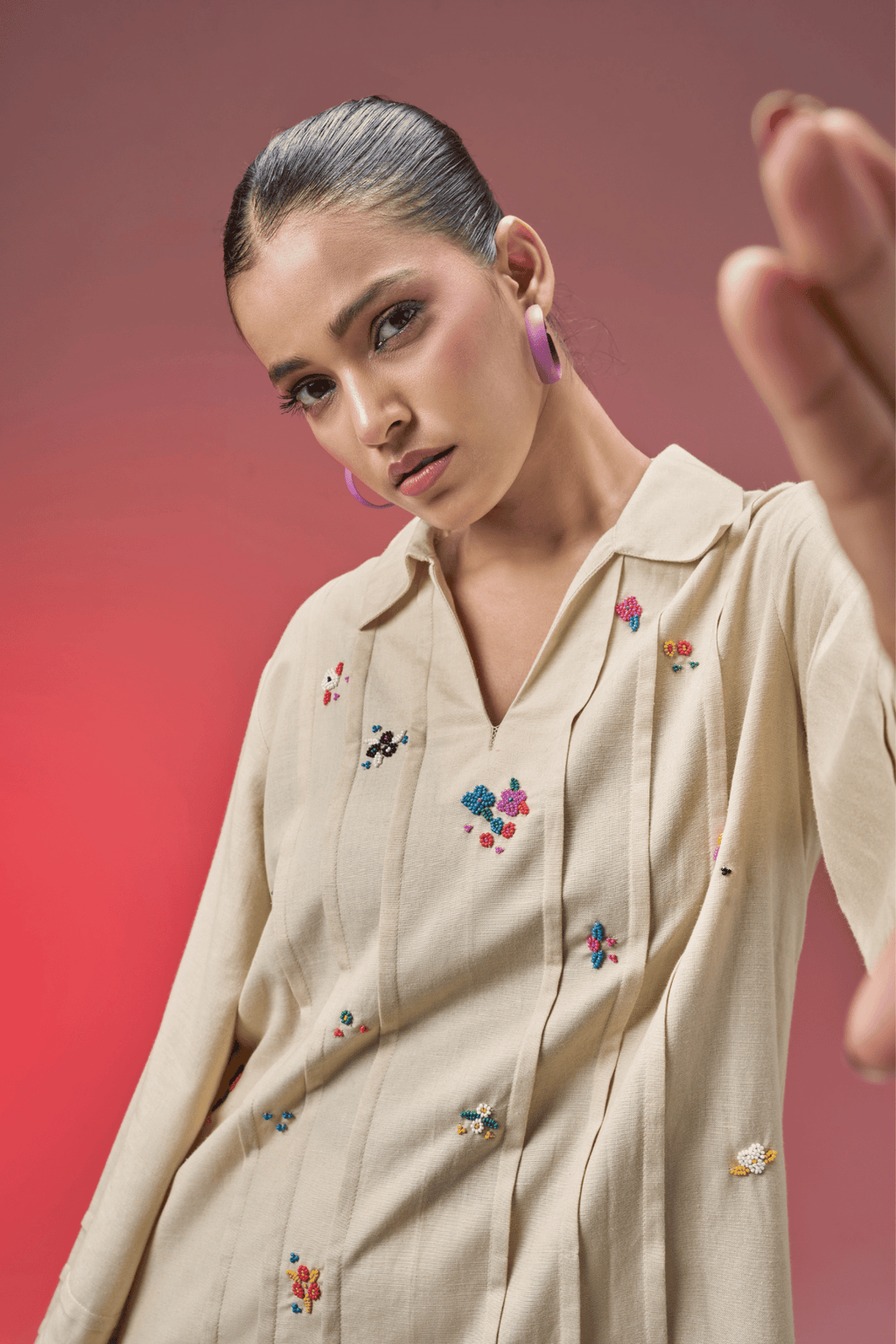BEAD BEIGE LINEN SHIRT