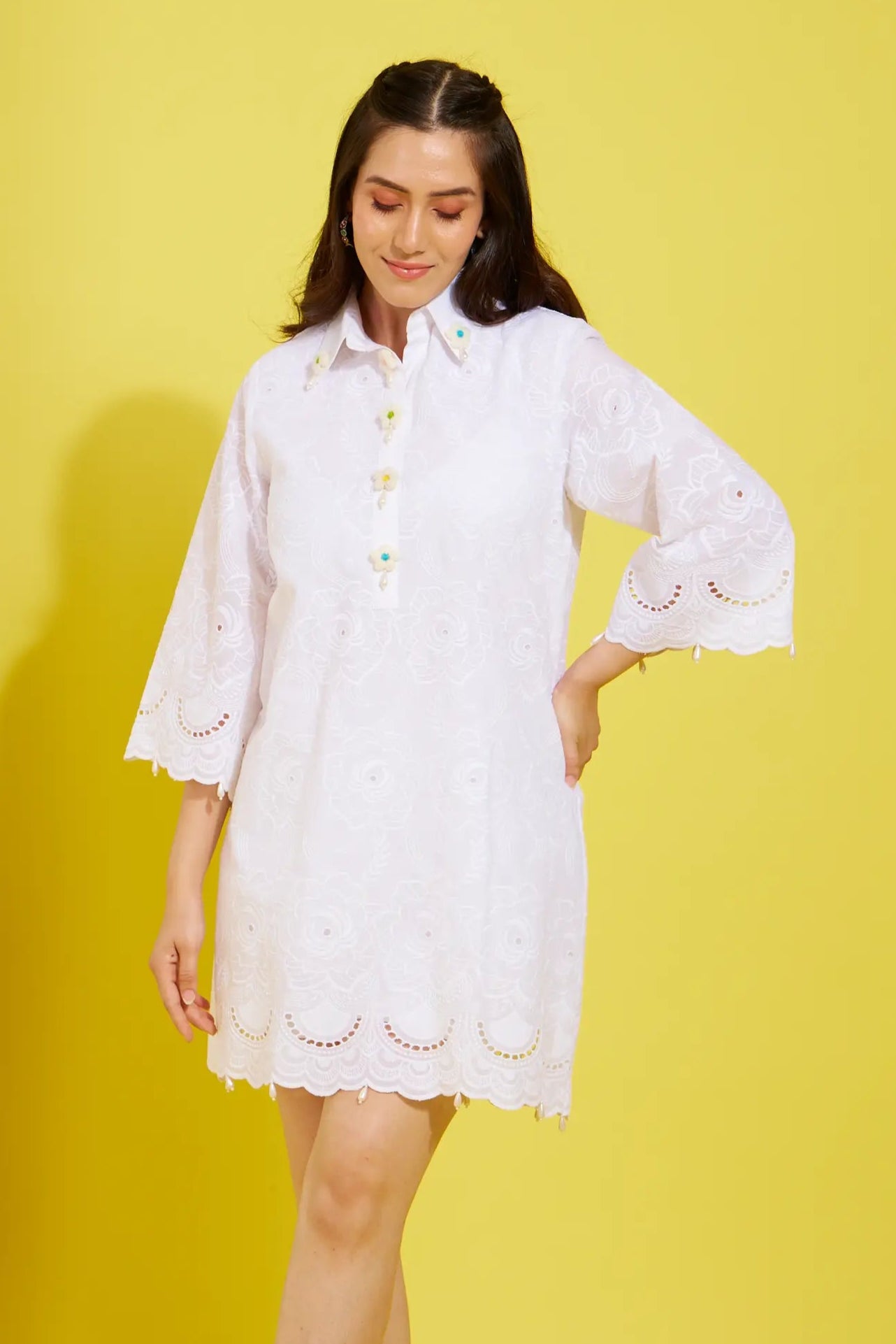 FAIRY cotton schiffli dress — front view | Haus of Handmade