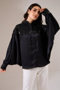 VANITY Formal Black Cape Top — front view | Haus of Handmade