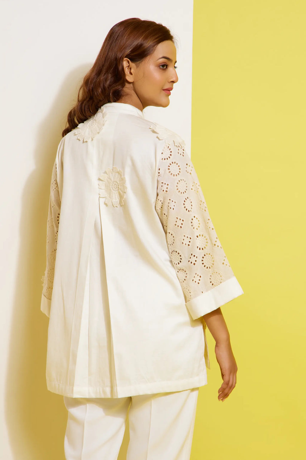 VANILLA cotton schiffli shirt — back view | Haus of Handmade