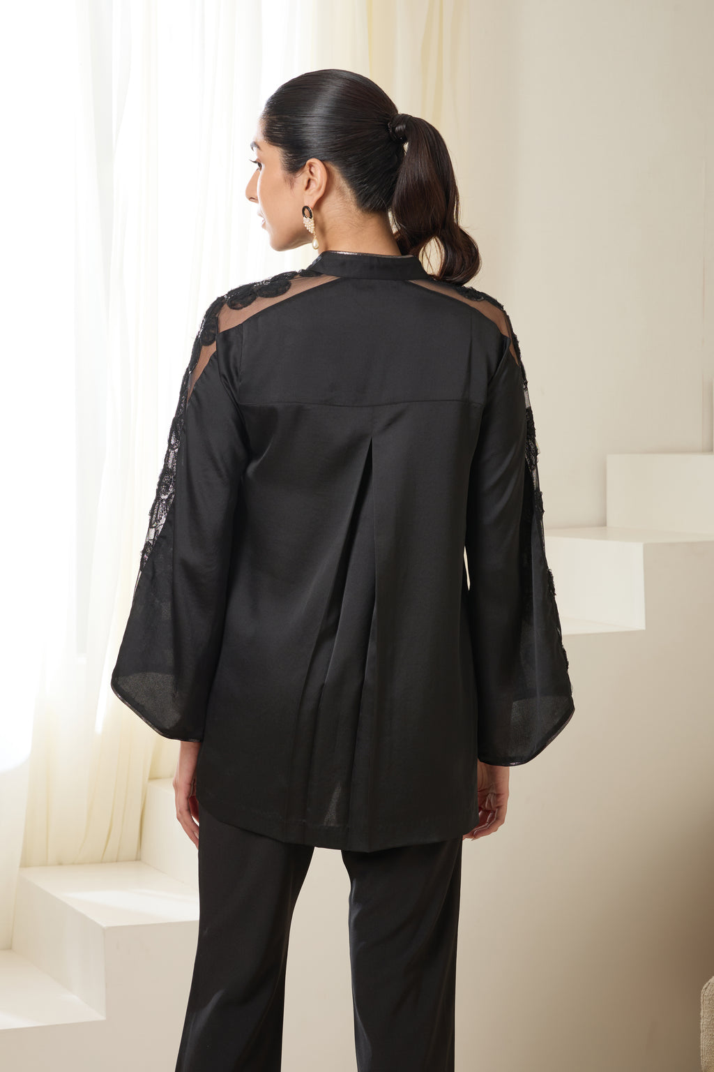 Dew Sequined Formal Crepe Shirt