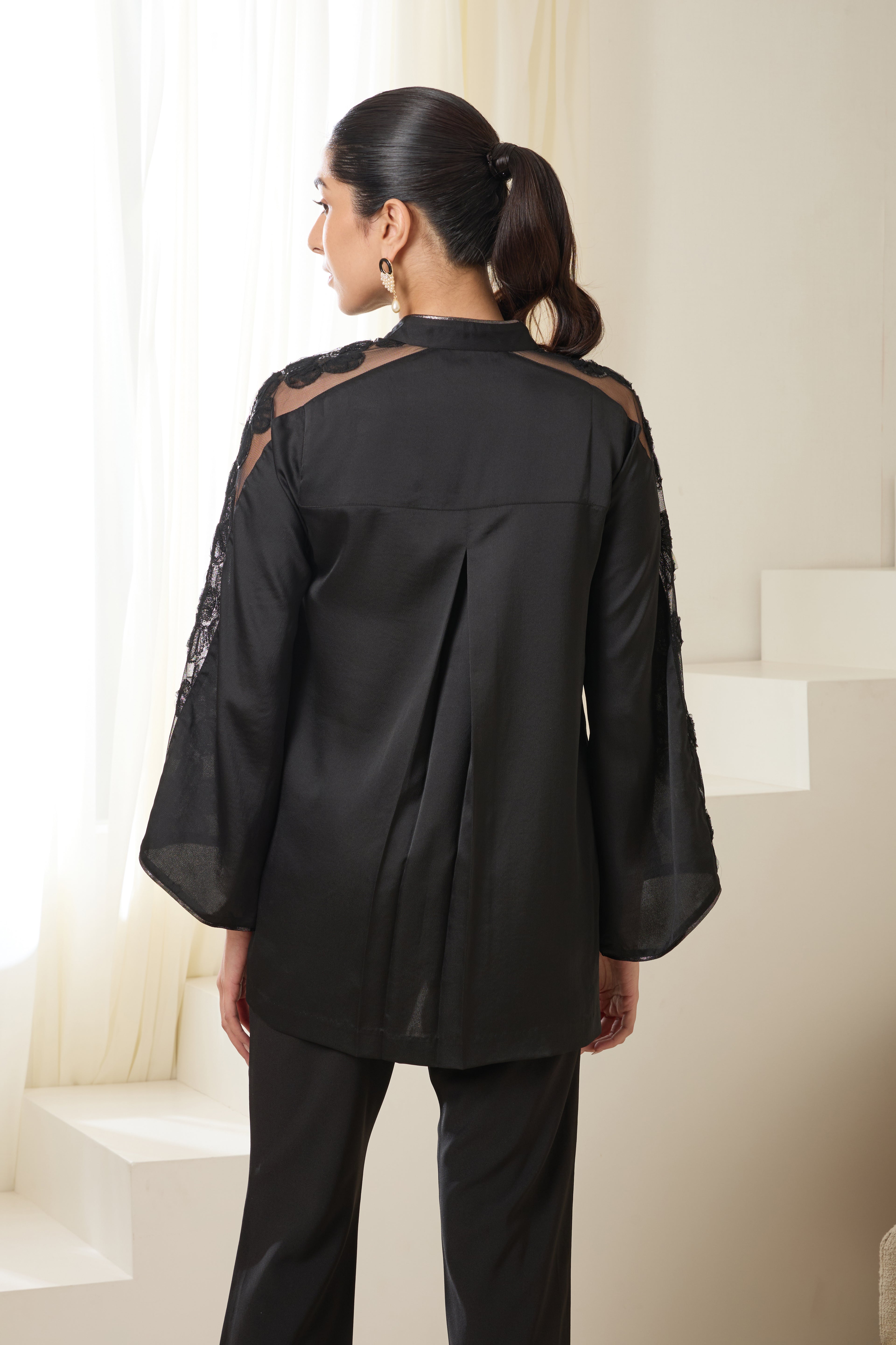 Dew Sequined Formal Crepe Shirt