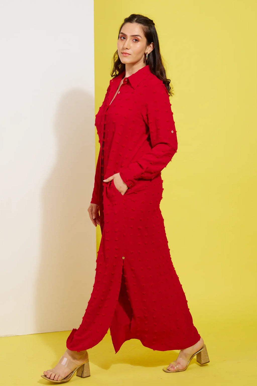 SCARLET LADY red long dress — front view | Haus of Handmade