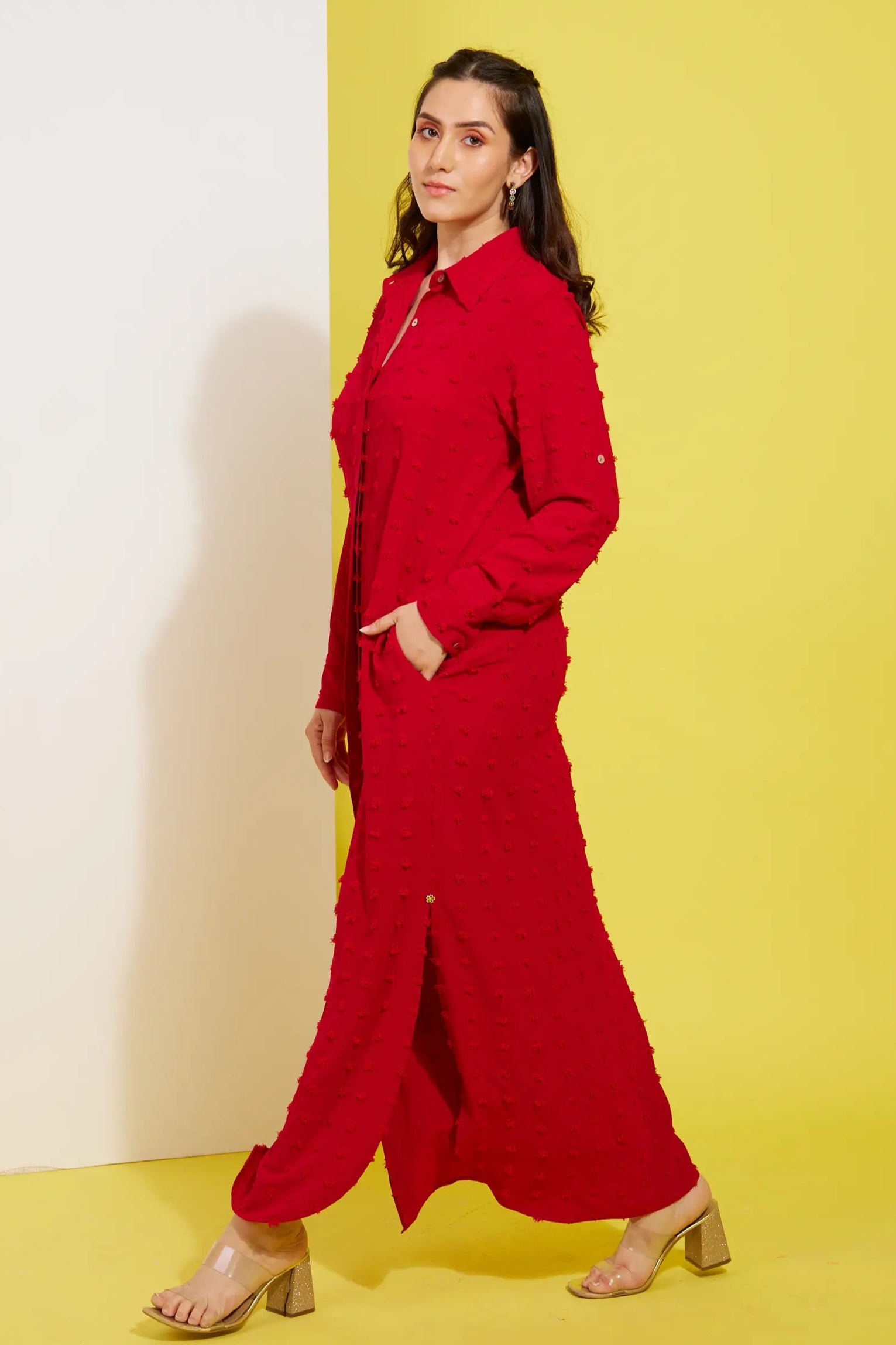 SCARLET LADY red long dress — front view | Haus of Handmade