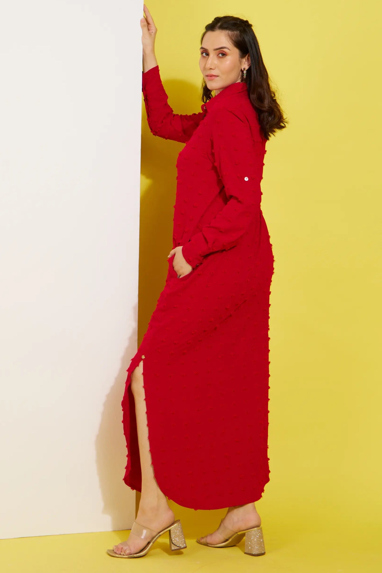 SCARLET LADY red long dress