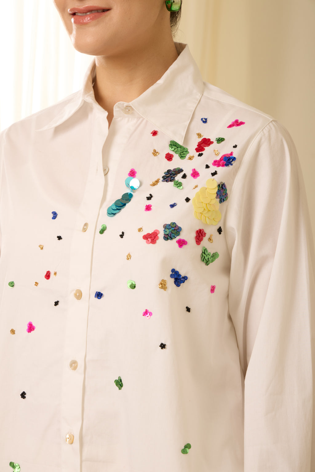 Kaleidoscope Sequined Poplin Shirt