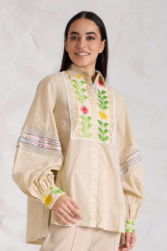 ECRU Cotton Shirt — front view | Haus of Handmade
