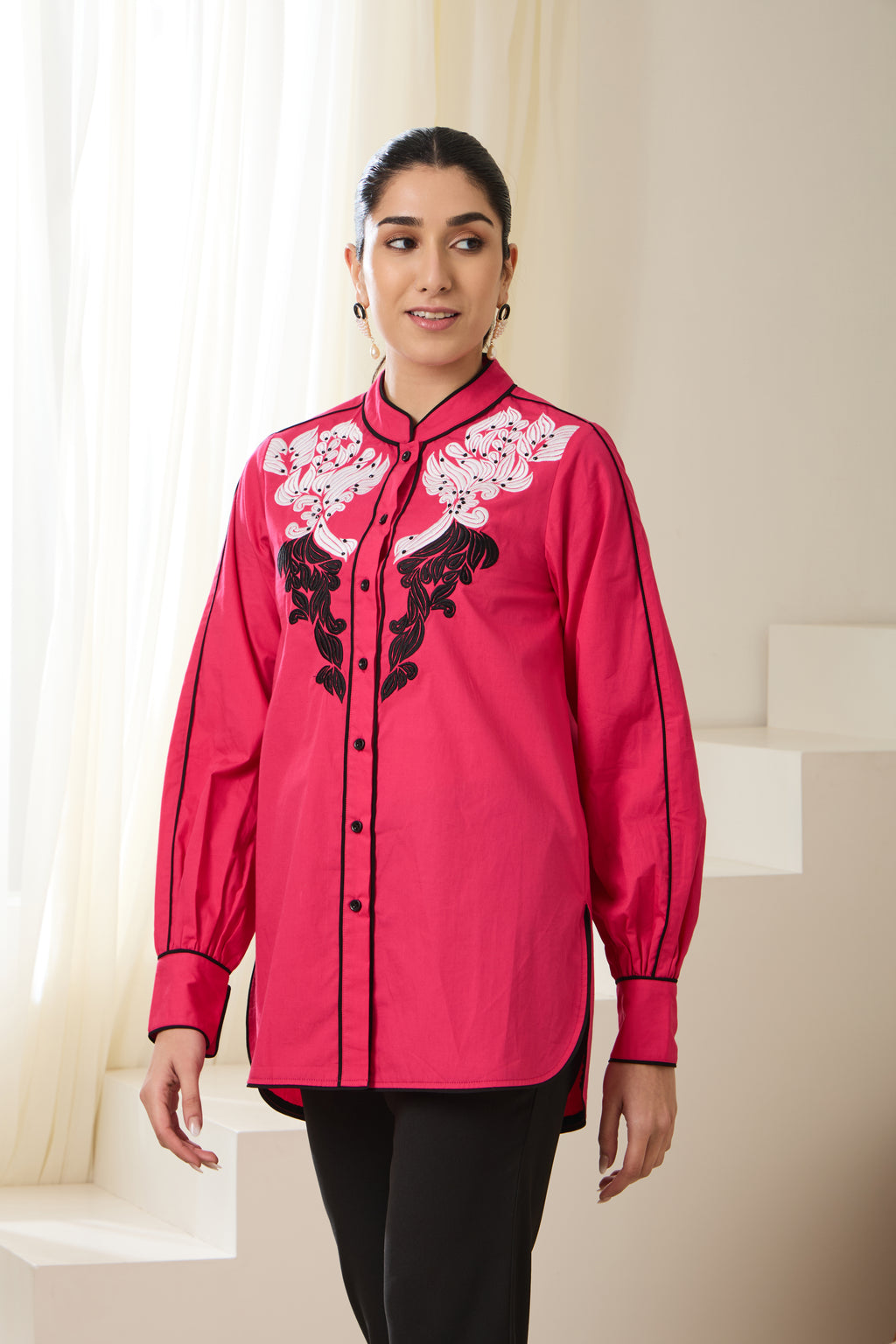 RUBY Embroidered Formal Shirt — front view | Haus of Handmade