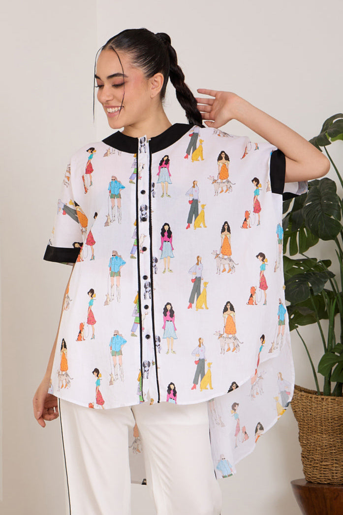PAWMUM One-Size Cotton Shirt — front view | Haus of Handmade