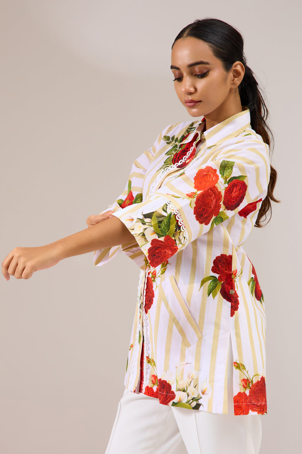 Darose printed cotton shirt — back view | Haus of Handmade