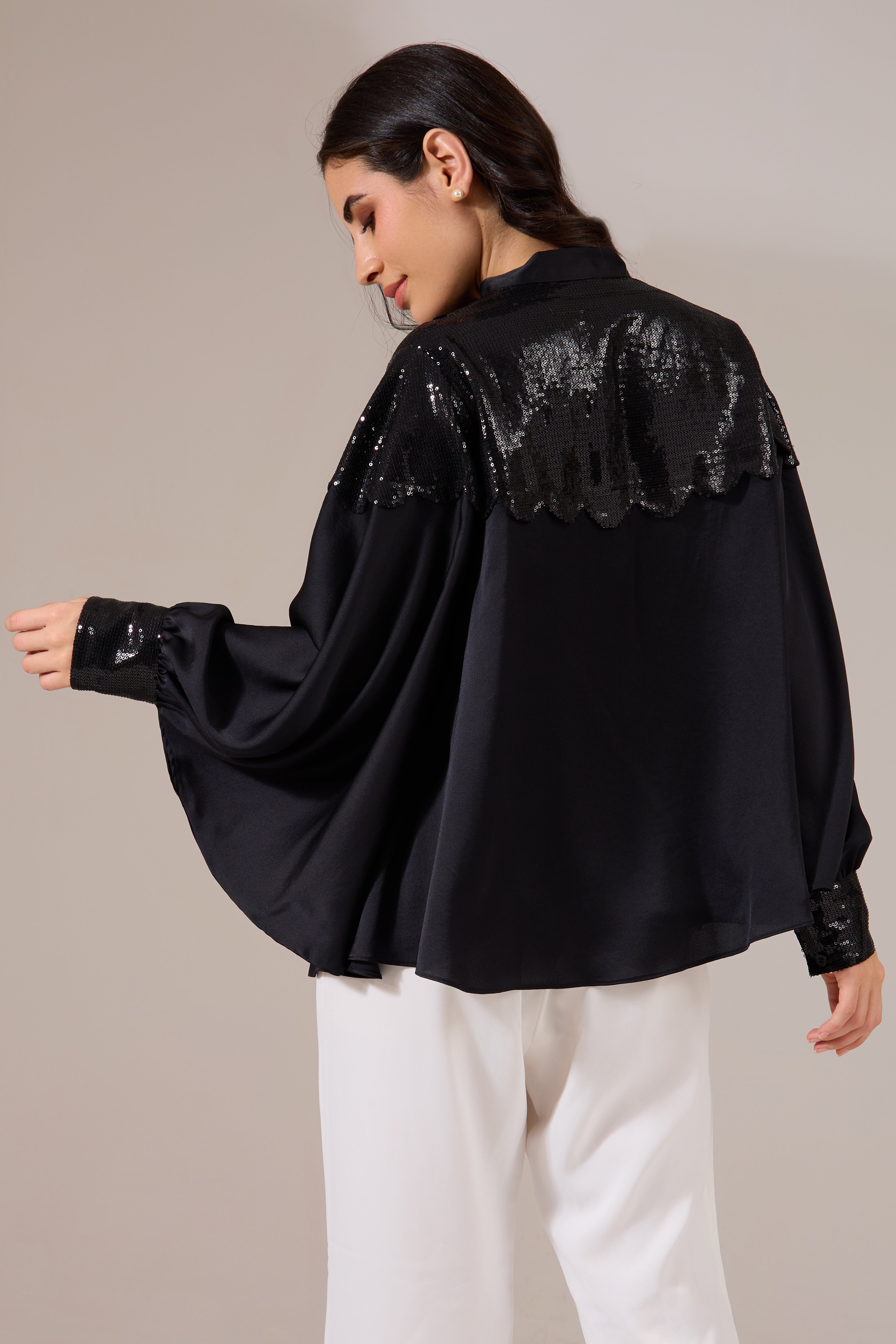 Vanity Formal Black Cape Top